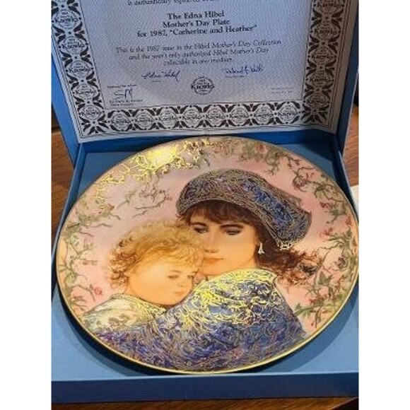 Vintage Mother's Day Plate 1987 Catherine & Heather in factory box. LE - Picture 2 of 9